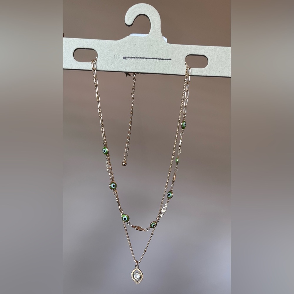 Urban Outfitters Gold Green Necklace